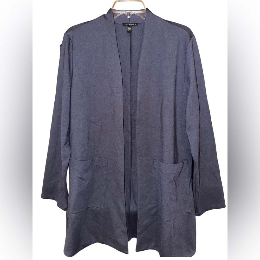 Eileen Fisher "Ocean" Stretch-Jersey Open-Front Jacket Medium